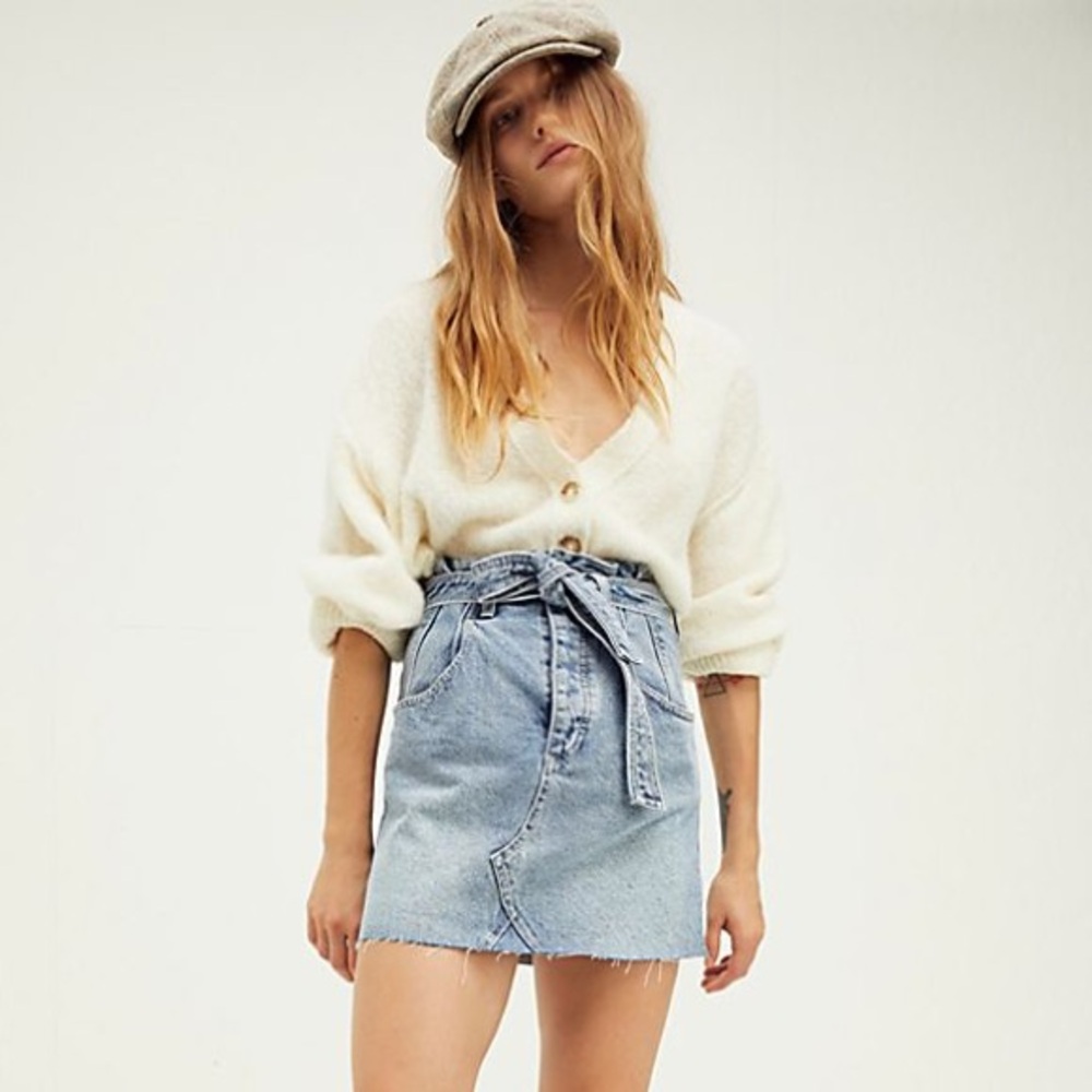 Free People East of Eden Denim Mini Skirt